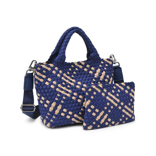 Sky's The Limit - Woven Neoprene Small Crossbody: Navy Nude