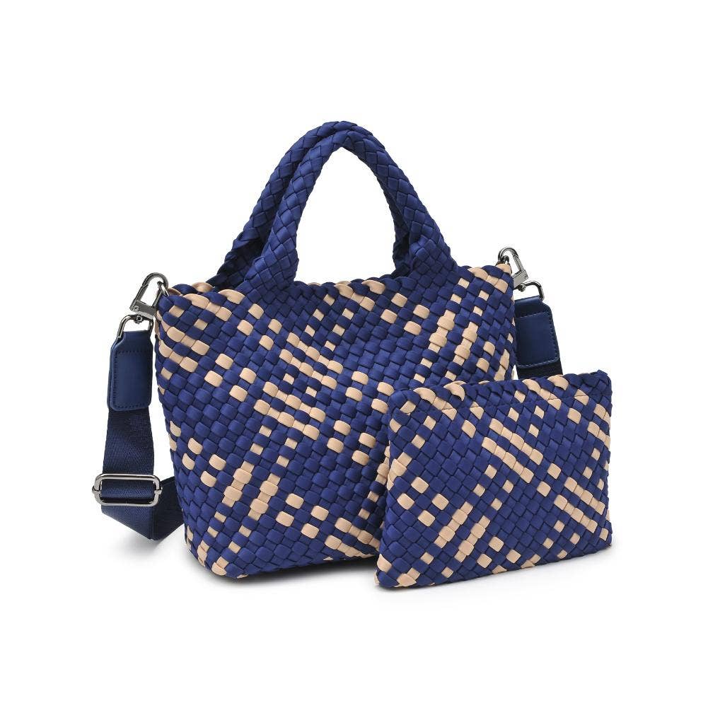 Sky's The Limit - Woven Neoprene Small Crossbody: Navy Nude