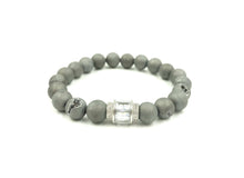 Load image into Gallery viewer, Eye Candy Silver matte African druzy beaded bracelet with baguette bead