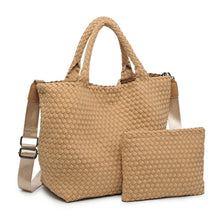 Load image into Gallery viewer, Sol Selene Sky's The Limit - Medium Woven Neoprene Tote: Sand Black