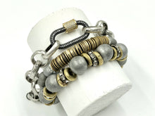 Load image into Gallery viewer, Eye Candy Matte hematite and African disk beaded bracelet