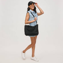 Load image into Gallery viewer, Sol Selene Sky's The Limit - Medium Laced Up Eco-Edition Tote: Black