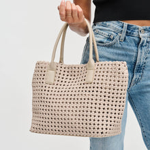 Load image into Gallery viewer, Sol Selene -Soltice Medium  Hand Woven Knot Tote: Nude