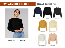Load image into Gallery viewer, Embroidered Neckline Crewneck Sweatshirt Cropped Womens: Black, X-Large