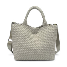 Load image into Gallery viewer, Sol Selene Sky's The Limit - Medium Woven Neoprene Tote: Sand Black