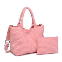 Load image into Gallery viewer, Sol Selene Sky's The Limit - Medium Woven Neoprene Tote: Sand Black