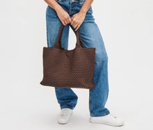 Load image into Gallery viewer, Sol Selene Sky's The Limit - Large Woven Neoprene Tote: Chocolate