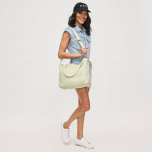 Load image into Gallery viewer, Sol Selene Sky's The Limit - Medium Laced Up Eco-Edition Tote: Beige