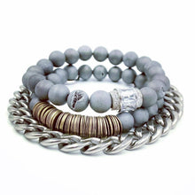 Load image into Gallery viewer, Eye Candy Silver matte African beaded heishi bracelet