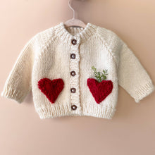 Load image into Gallery viewer, Blueberry Hill Heart Cardigan, Red | Baby &amp; Kid Apparel Sweater Valentine's: S; 12-24M