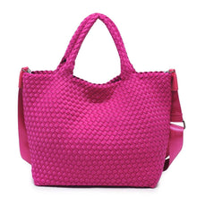 Load image into Gallery viewer, Sol Selene Sky's The Limit - Medium Woven Neoprene Tote: Sand Black