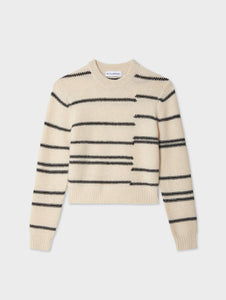 White + Warren Cashmere Broken Stripe Crew