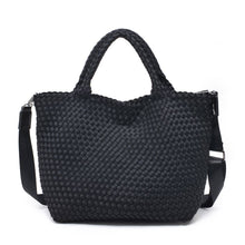 Load image into Gallery viewer, Sol Selene Sky's The Limit - Medium Woven Neoprene Tote: Sand Black