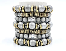 Load image into Gallery viewer, Eye Candy Silver matte African druzy beaded bracelet with baguette bead