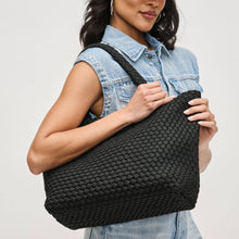 Load image into Gallery viewer, Sol Selene Sky's The Limit - Medium Laced Up Eco-Edition Tote: Beige