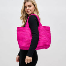 Load image into Gallery viewer, Sol Selene Sky's The Limit - Large Woven Neoprene Tote: Chocolate