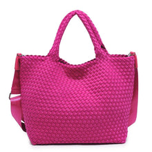 Load image into Gallery viewer, Sol Selene Sky's The Limit - Medium Woven Neoprene Tote: Sand Black