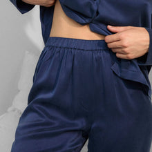 Load image into Gallery viewer, Lunya Washable Silk Long Sleeve Pant Set: Deep Blue, M