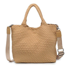 Load image into Gallery viewer, Sol Selene Sky's The Limit - Medium Woven Neoprene Tote: Sand Black