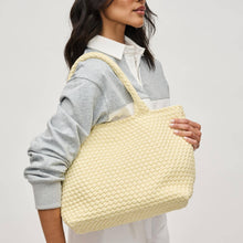 Load image into Gallery viewer, Sol Selene Sky's The Limit - Medium Laced Up Eco-Edition Tote: Black