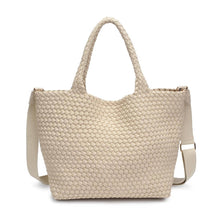 Load image into Gallery viewer, Sol Selene Sky's The Limit - Medium Laced Up Eco-Edition Tote: Black