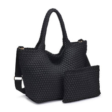 Load image into Gallery viewer, Sol Selene Sky's The Limit - Medium Laced Up Eco-Edition Tote: Black