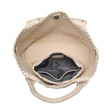 Load image into Gallery viewer, Sol Selene Sky's The Limit - Medium Woven Neoprene Tote: Sand Black