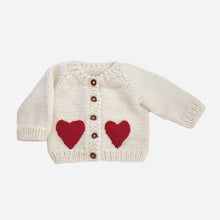Load image into Gallery viewer, Blueberry Hill Heart Cardigan, Red | Baby &amp; Kid Apparel Sweater Valentine's: S; 12-24M