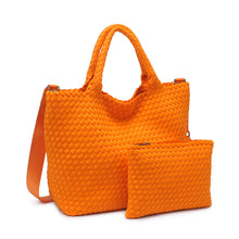 Load image into Gallery viewer, Sol Selene Sky's The Limit - Medium Woven Neoprene Tote: Sand Black