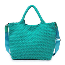 Load image into Gallery viewer, Sol Selene Sky's The Limit - Medium Woven Neoprene Tote: Sand Black