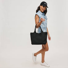 Load image into Gallery viewer, Sol Selene Sky's The Limit - Medium Laced Up Eco-Edition Tote: Black