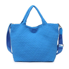 Load image into Gallery viewer, Sol Selene Sky's The Limit - Medium Woven Neoprene Tote: Sand Black