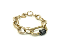 Load image into Gallery viewer, Eye Candy Chunky oval chain with cz gold and gunmetal pave carabiner