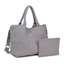 Load image into Gallery viewer, Sol Selene Sky's The Limit - Medium Woven Neoprene Tote: Sand Black