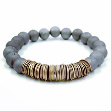 Load image into Gallery viewer, Eye Candy Silver matte African druzy beaded bracelet with baguette bead