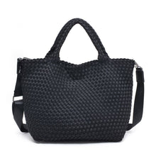 Load image into Gallery viewer, Sol Selene Sky's The Limit - Medium Woven Neoprene Tote: Sand Black