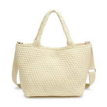 Load image into Gallery viewer, Sol Selene Sky's The Limit - Medium Laced Up Eco-Edition Tote: Beige