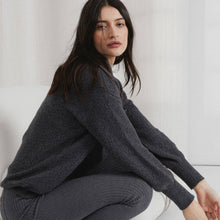 Load image into Gallery viewer, Lunya Cozy Cotton Silk Pocket Henley: Drifting Charcoal, XS/S