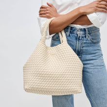 Load image into Gallery viewer, Sol Selene Sky's The Limit - Medium Woven Neoprene Tote: Sand Black