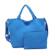 Load image into Gallery viewer, Sol Selene Sky's The Limit - Medium Woven Neoprene Tote: Sand Black