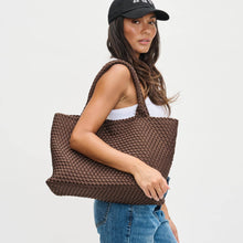 Load image into Gallery viewer, Sol Selene Sky's The Limit - Large Woven Neoprene Tote: Chocolate
