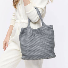 Load image into Gallery viewer, Sol Selene Sky's The Limit - Medium Woven Neoprene Tote: Sand Black