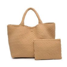 Load image into Gallery viewer, Sol Selene Sky's The Limit - Large Woven Neoprene Tote: Chocolate