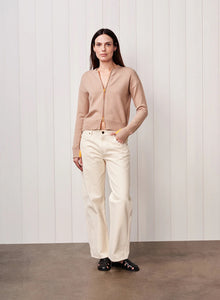 Stateside Zip Two Way Cardigan Sweater - Taupe