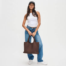 Load image into Gallery viewer, Sol Selene Sky's The Limit - Large Woven Neoprene Tote: Chocolate