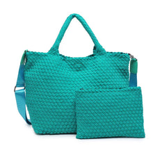 Load image into Gallery viewer, Sol Selene Sky's The Limit - Medium Woven Neoprene Tote: Sand Black