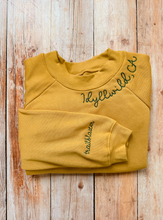 Load image into Gallery viewer, Embroidered Neckline Crewneck Sweatshirt Cropped Womens: Black, Small