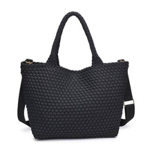 Load image into Gallery viewer, Sol Selene Sky's The Limit - Medium Laced Up Eco-Edition Tote: Black