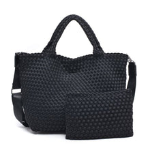Load image into Gallery viewer, Sol Selene Sky's The Limit - Medium Woven Neoprene Tote: Sand Black