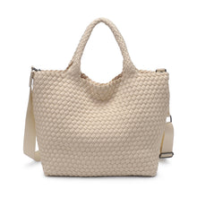 Load image into Gallery viewer, Sol Selene Sky's The Limit - Medium Woven Neoprene Tote: Sand Black